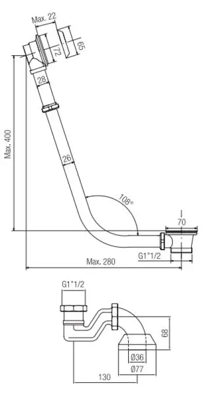 PB badafvoer met ketting voor vrijstaand bad chroom 1208677012

Hongaars: PB fürdőkád lefolyó lánccal szabadon álló kádhoz króm 1208677012