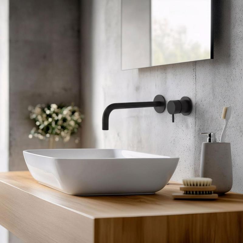 Waterevolution Flow beépíthető mosdócsaptelep matt fekete, 21 cm-es kifolyóval T116BPR-21