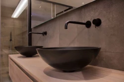 Solid-S Pure Felépíthető mosdó, kerek, matt fekete, B41xH14 cm, túlfolyó nélkül, szilárd felületű dugóval 1208775662