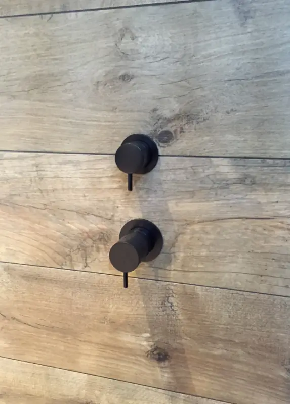 Waterevolution Flow beépíthető zuhanytermosztát 2 kimenettel, matt fekete, kerek rozettával 1208778072