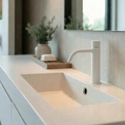 Waterevolution Flow zelfsluitende fonteinkraan mat wit T110TPBR