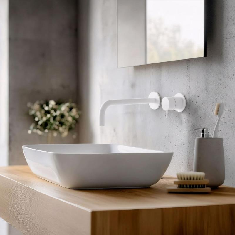 Waterevolution Flow beépíthető mosdócsaptelep matt fehér, 21 cm-es kifolyóval T116BBR-21