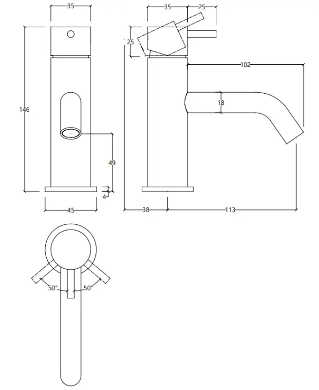 Waterevolution Flow alacsony mosdócsap rozsdamentes acél T110IE