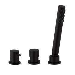 Waterevolution Flow 3-lyukas Kádcsaptelep Fürdőkád szélére szerelhető Matt Fekete T138SBPR