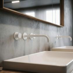 Waterevolution Flow 3 lyukas beépíthető mosdócsaptelep matt fehér, 21 cm-es kifolyóval T1163FBR-21