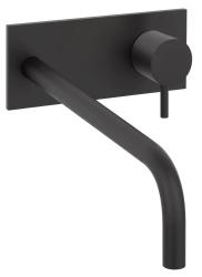 Waterevolution Flow ingebouwde wastafelkraan met afdekplaat mat zwart met uitloop 21 cm T1161BPR-21