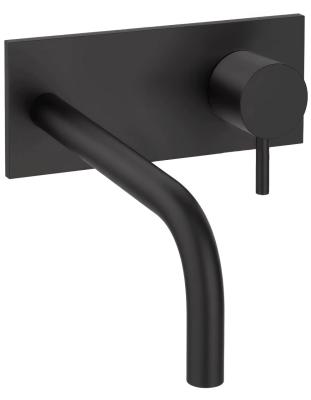 Waterevolution Flow beépíthető mosdócsaptelep fedőlappal, matt fekete, 15 cm-es kifolyóval T1161BPR-15