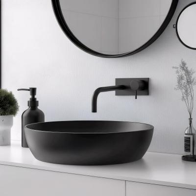 Waterevolution Flow beépíthető mosdócsaptelep fedőlappal, matt fekete, 15 cm-es kifolyóval T1161BPR-15