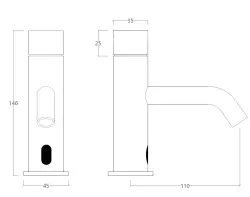 Waterevolution Flow elektronikus mosdócsap infravörös 230 volt matt fekete T110EEPR