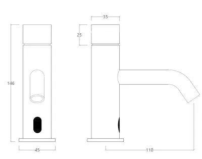 Waterevolution Flow elektronikus mosdócsap infravörös 230 volt matt fekete T110EEPR