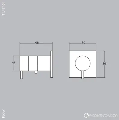 Waterevolution Flow beépíthető zuhanytermosztát, kerek rozetta, króm T142TB01