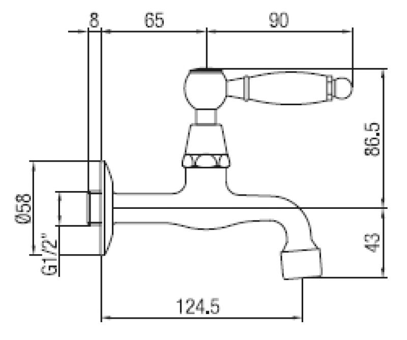 PB klasszikus fali kútcsaptelep fehér fogantyúval hideg vízhez, rozsdamentes acél 1208853532.