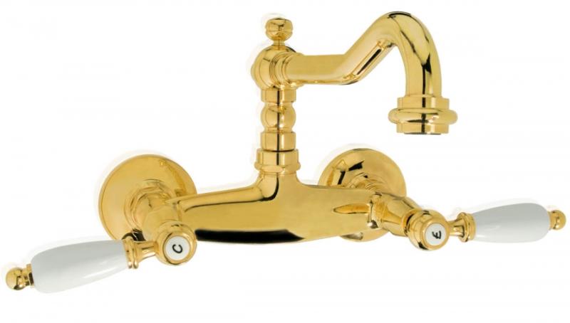 PB klasszikus csaptelep fali szerelésű csap Witte fogantyúkkal Króm 1208854172