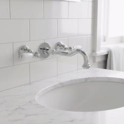 PB klasszikus beépíthető fali csaptelep fehér fogantyúkkal, 20 cm-es kifolyóval, króm 1208854352