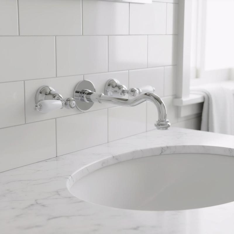 PB klasszikus beépíthető fali csaptelep fehér fogantyúkkal, 20 cm-es kifolyóval, króm 1208854352