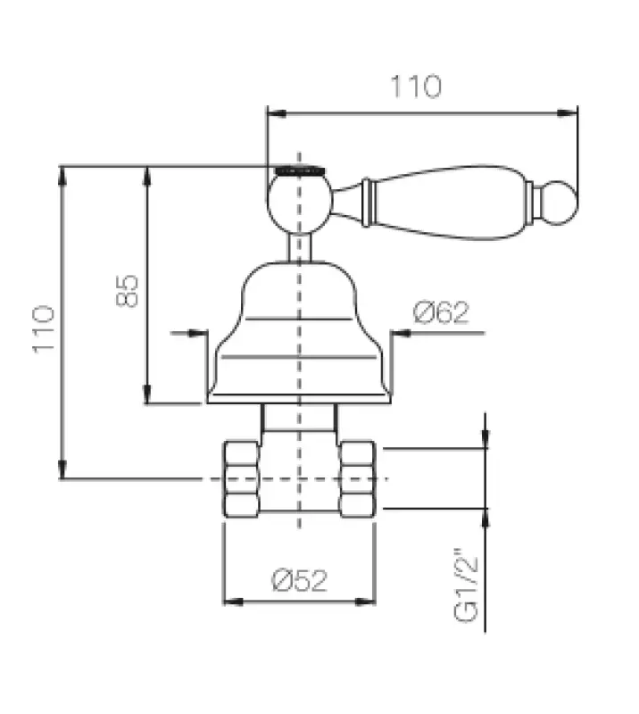 PB klasszikus csaptelep beépített elzárócsap fehér karral Króm 1208854652