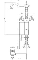 PB klasszikus magasított mosdócsaptelep csillagfogantyúkkal, 18 cm kifolyóval, rozsdamentes acél 1208855002