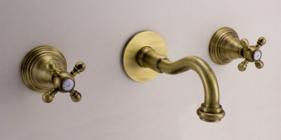 PB klasszikus beépített fali csaptelep csillag alakú gombokkal, 20 cm-es kifolyó, Bronz 1208855082