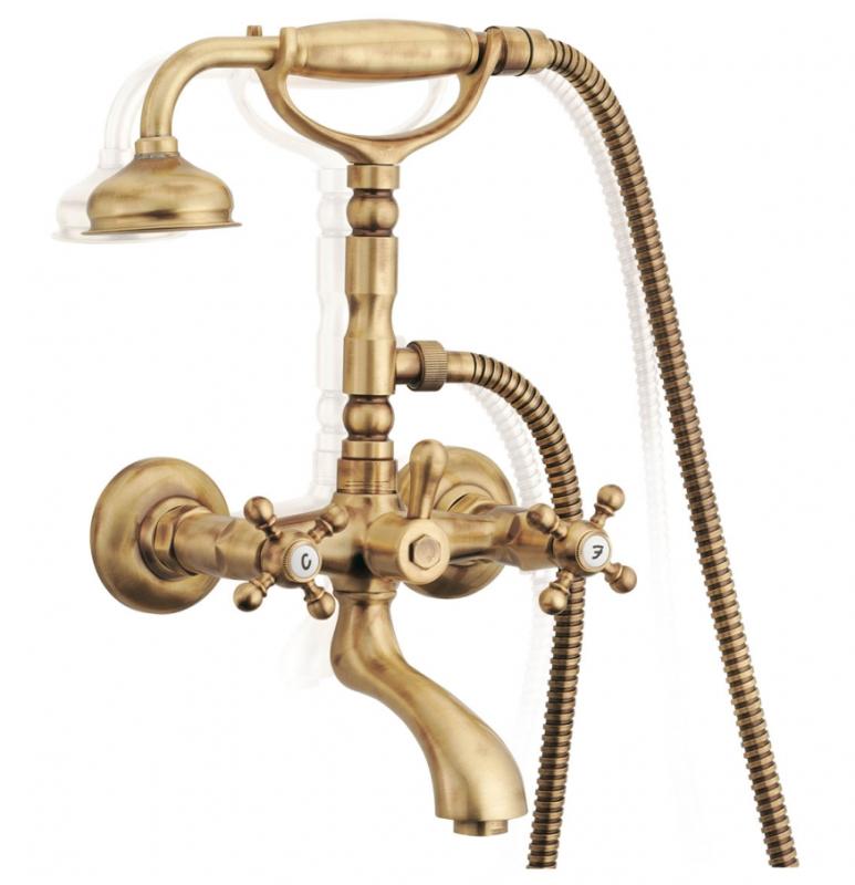 PB klasszikus csaptelep, felépített kádcsaptelep erős gombokkal, króm, kézi zuhannyal 1208855152