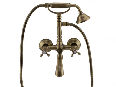 PB klasszikus csaptelep, felépített kádcsaptelep, csillagfogantyúval, bronz, kézi zuhannyal 1208855162