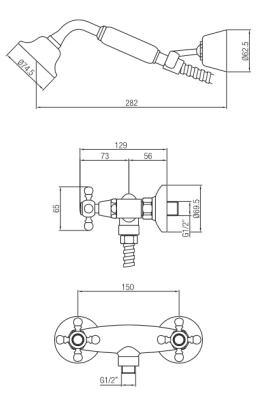 PB klasszikus csaptelep zuhanykészlet csillag alakú gombokkal, kézi zuhanyzóval Bronz 1208855282