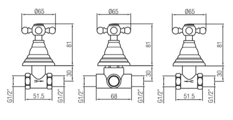 PB klasszikus 2 utas beépíthető zuhanyszett váltószeleppel és csillag alakú gombokkal, rozsdamentes acél, 1208855382