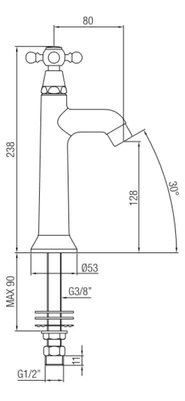 PB klasszikus csaptelep csillagfogantyúval hideg vízhez bronz 1208855542