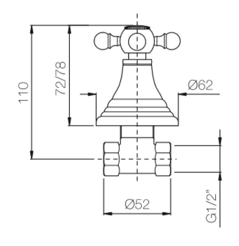 PB klasszikus csaptelep beépített elzáró szelep csillagfogantyúval RVS 1208855582