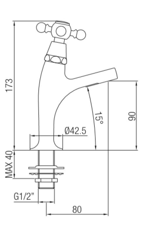 PB klasszikus csaptelep csillagfogantyúval hideg vízhez, kis modell, króm, 1208855682