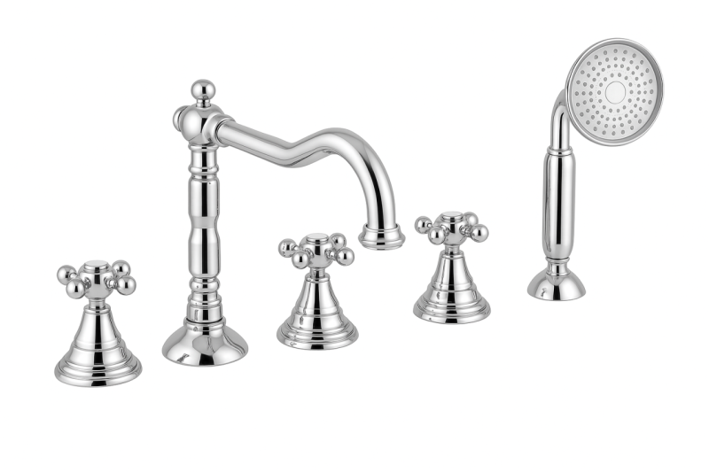 PB klasszikus 5 lyukas kádperemcsap csillaggombokkal Króm 1208855772