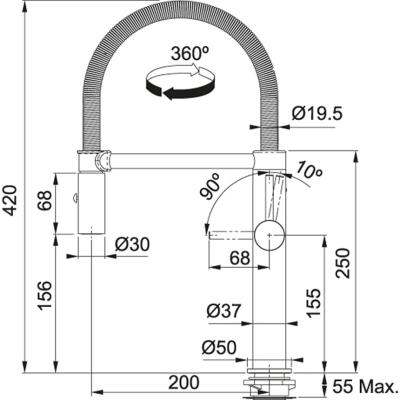 Franke Pescara Semi Pro L Keukenmengkraan flexibele uitloop rvs 115.0472.960