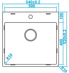 Caressi Basic Line rozsdamentes acél mosogató 50x40 síkbeépítésű csaptelephellyel CABLPP50KR10 1208920522