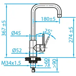 Caressi Basic Line rozsdamentes acél egykaros konyhai keverőcsap CABL001I 1208920576