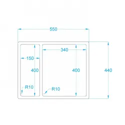 Caressi másfél medencés mosogató CAPP1534R10 B15+B34xL40xD18,5cm varrat nélküli dugó 1208920661