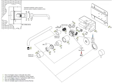 Waterevolution Flow beépíthető mosdócsap, teljes egészében rozsdamentes acélból T116BIEV2, 25 cm-es kifolyóval