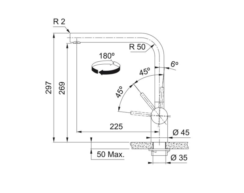 Franke Atlas Neo konyhai csaptelep forgatható kifolyóval, matt fekete, 115.0550.424