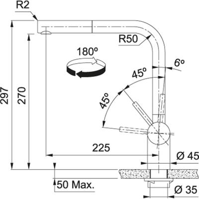 Franke rozsdamentes acél, csiszolt konyhai csaptelep, kihúzható Atlas Neo kifolyócső inox 115.0521.438