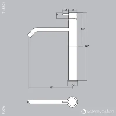 Waterevolution Flow mosdócsaptelep mosdókagylókhoz, csiszolt sárgaréz T115LE