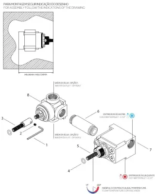 Waterevolution Flow beépíthető zuhanytermosztát 1 átállító csappal, króm 1208920984