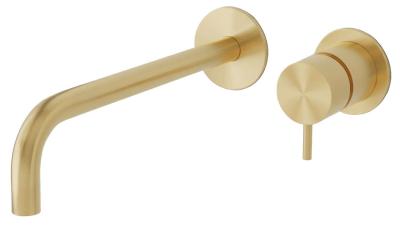 Waterevolution Flow inbouw wastafelkraan PVD Licht Goud met uitloop 25cm T116WGE-25