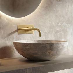 Waterevolution Flow beépíthető mosdócsaptelep fedőlappal, csiszolt sárgaréz, 21 cm-es kifolyóval T1161LE-21