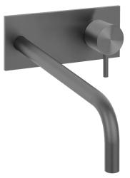 Waterevolution Flow beépíthető mosdócsaptelep fedőlappal, PVD Gun Metal, 21 cm-es kifolyóval T1161GME-21