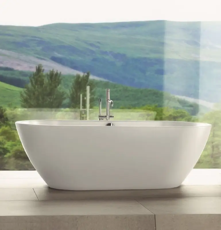 Waterevolution Flow szabadon álló kádcsaptelep kézi zuhannyal, csiszolt réz T133CPE