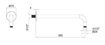 SB Rubinetterie Universele ronde muur douchearm 35cm kleur Mat wit 1208946667