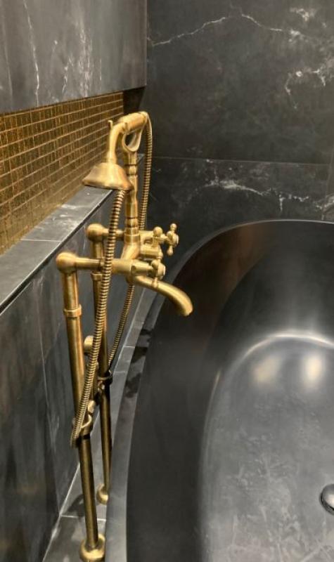 PB Szabadon álló kádcsaptelep nosztalgikus csillaggombokkal Bronz 6000