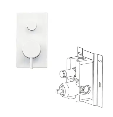 Waterevolution Flow beépíthető zuhanytermosztát 2 kimenettel matt fehér T132TBBBR TEC dobozzal