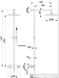 DEMM Shower zuhanykabin termosztát esőzuhannyal, matt fekete 1208946968