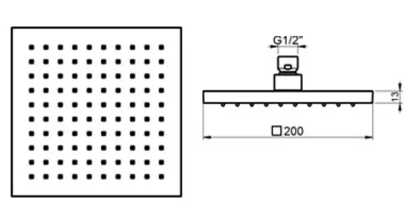 SB Rubinetterie Esőzuhany Eco Air víztakarékos négyzet alakú esőzuhany Matt fekete 20x20cm 1208947014