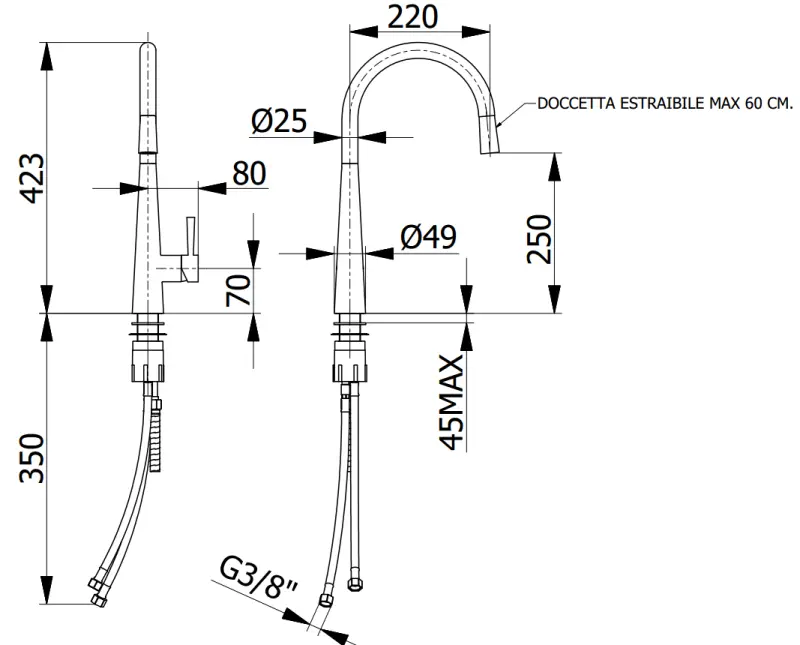 DEMM keukenkraan met uittrekbare uitloop chroom 1208947332

DEMM kihúzható kifolyós konyhai csaptelep króm 1208947332