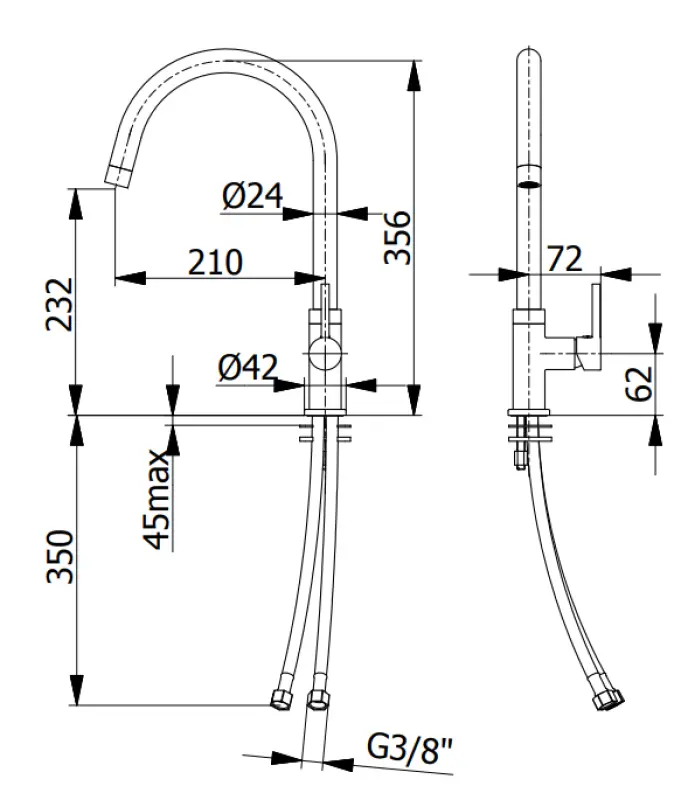 DEMM egykaros konyhai csaptelep, forgatható kifolyóval, króm 1208947356